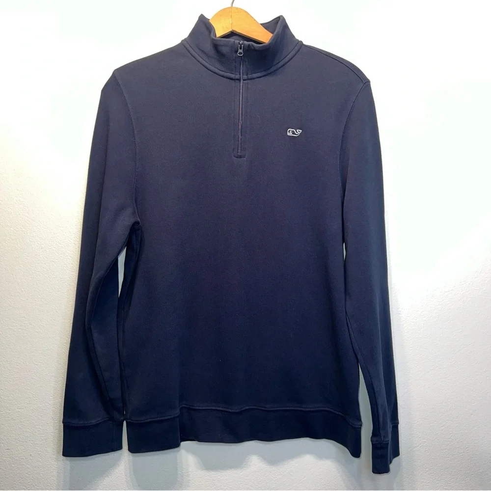 Vineyard Vines Sweater Adult Large Blue Pullover 1/4 Zip 100% Pima Cotton